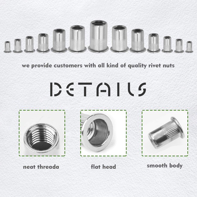 Waykino Stainless Steel Rivet Nut, Threaded Rivetnut Insert Nutsert M3