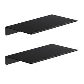 Danpoo - Estantes flotantes pequeños para almacenamiento de pared, mini estantes de exhibición para coleccionables, estantes de pared de metal para baño, sala de estar, cocina/recámara (negro, 8