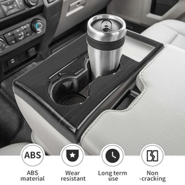 Linskip Center Console Gear Shift Cover Compatible with 2017-2022 Ford F250 F350 F450 F550 XL XLT Jump Seat, Cup Holder Panel Trim, Interior Accessories(Dark Wood Grain)
