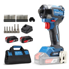 Dong Cheng 20V Brushless Impact Driver, 1840in-lbs Torque, 3200RPM, 4300IPM, 1/4" Hex Chuck, 4 Work Modes, with 2 * 2.0Ah Batteries