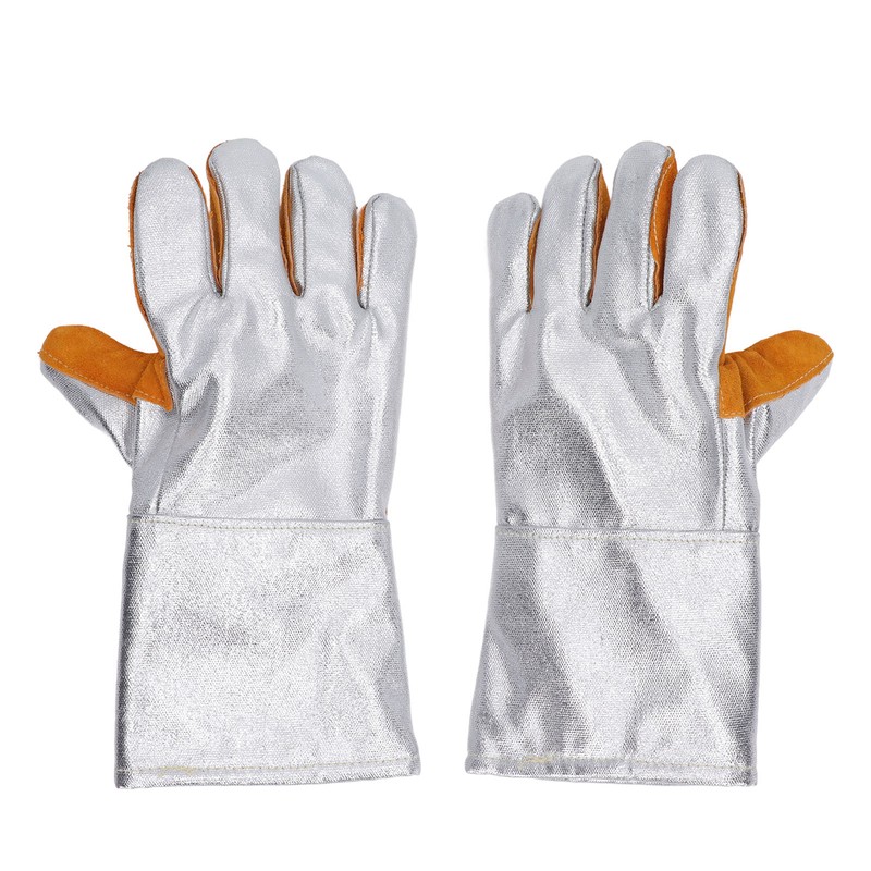 1 Pair Cowhide Welding Gloves Heat Resistant Fireproof Hard Wearing