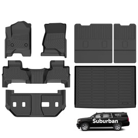 Wayhigh® Floor Mats for 2015-2020 Chevy Suburban & GMC Yukon XL(Only 8 Seats) (with 2nd Row Bench Seat) All Weather Trunk Mat with Backrest Mat Waterproof Duty Cargo Liners Accessories