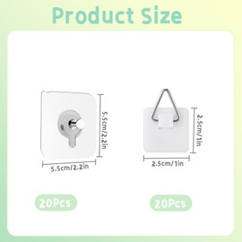 40 Stück Bilderhaken Selbstklebend Bildaufhänger Selbstklebend Transparent Bilder Klebehaken Bildaufhängung Ohne Bohren für Bild Poster Foto Gemälde (2 Stile)