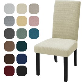 YSTELLAA Chair Covers, Set of 4, Stretch Chair Covers, Universal Seat Cover, Washable and Removable, Decoration Chair Cover for Home, Banquet, Office, Wedding Decorations, Light Beige