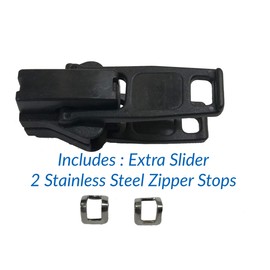 EZ-Xtend Lenzip #10 Separating Zipper for Canvas - Heavy Duty Cut to Length w/Double Plastic Locking Slider Includes Stainless Steel Zipper Stops and Extra Slider Replacement (Black, 96")