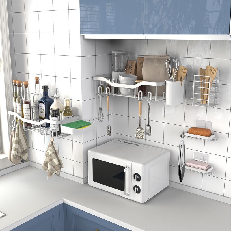 NESOMI Shower Caddy Adhesive Shower Organizer 7-Pack, Rustproof Stainless Steel