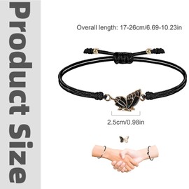 SUpoetry Pack of 2 butterfly bracelets, bracelets for women, friendship bracelets (length 17 cm to 26 cm), gift for couples, women, girls and best friends, ✰