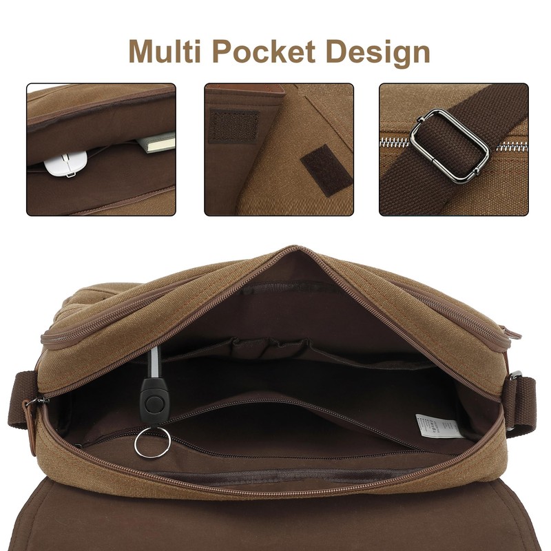 13-inch Retro Canvas Crossbody Bag - Small messenger bag for
