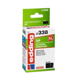 edding EDD-338 Ink Cartridge - Single Cartridge - Black - 30 ml - Yield 1090 Pages - Replaces HP 932XL (CN053AE)