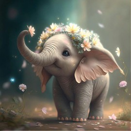 DOMROM Elephant Diamond Painting Kits for Adults, Diamond Art Kits 5D Animal Diamond Painting Kits for Beginner, Diamond Dots Painting Full Round Drill Art and Crafts for Home Wall Decor 12x12 Inch