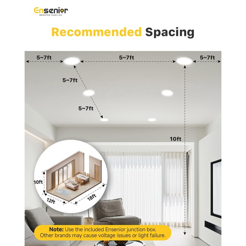 Ensenior 24 Pack 4 Inch LED Recessed Ceiling Light with