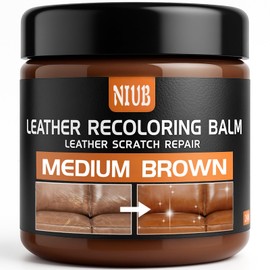 NIUB Leather Recoloring Balm Leather Color Restorer Scratch Repair Leather Paint for Furniture Couches Car Seats Shoes Bags Leather Dye and Restorer Restores Faded and Scratched Leather-Medium Brown