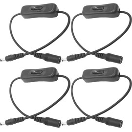 Clearhill 4Pcs 5-24V DC On/Off Switch with 5521DC Male and Female Connectors(Black),22AWG Wire,Easy to Open and Close,for PC,TV,Car,5V 12V 24V LED Strips