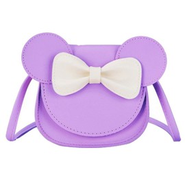 AioTio Cute Little Girls Bowknot Shoulder Bag Handbag, PU Shoulder Handbag for Kids Girls Toddlers, purple