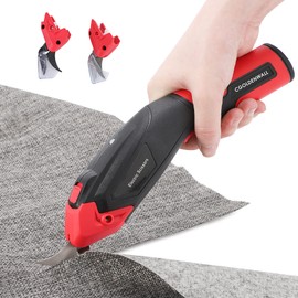 CGOLDENWALL Cordless Electric Fabric Scissors Lightweight & Portable 4V Universal Cutter for Leather/Paper/Carpet/Cardboard Max. Cutting Thickness: 6 mm Quick Charge (Black & Red)