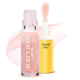 Burt's Bees Lip Oil Clear Day, Instant Hydration, Nourishes and Softens Lips, Tint Free, High Shine Finish, Responsibly Sourced Jojoba Oil, Non Sticky, Wand Applicator, 0.15 Ounce