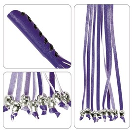 Motorcycle Brake Clutch Covers PU Leather Fringed Brake Lever Cover Universal Grip Tassels Motorcycle Handlebar Covers with Skull Beads (Purple, L*W: 14" X 3")