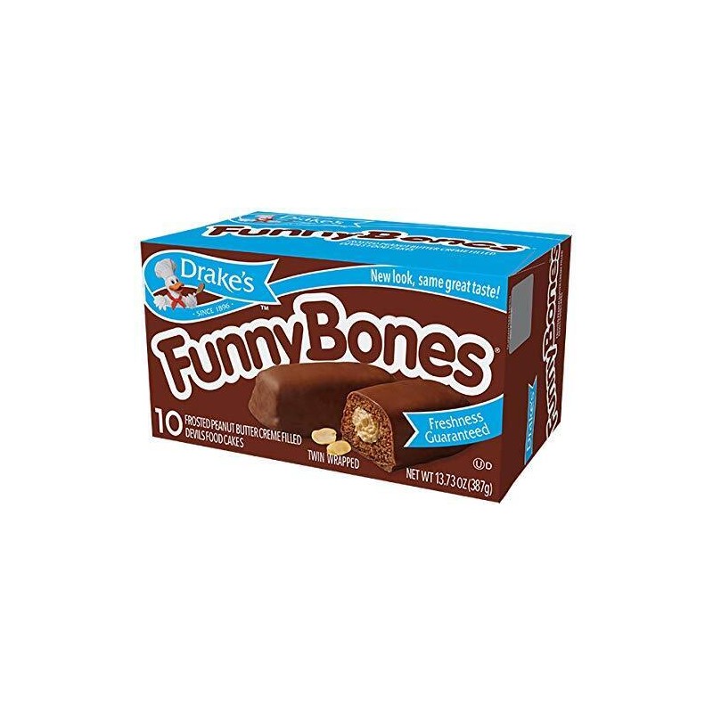 Drake's Funny Bones, 10 Boxes, 100 Twin-Wrapped Peanut Butter Creme-Filled