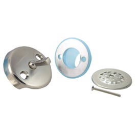 BlueVue Overflow Gasket Kit with Trip Lever Cover and Strainer Dome Cover, Brushed Nickel