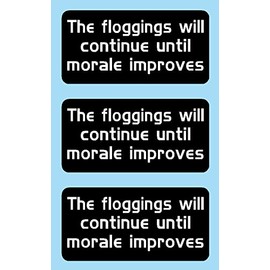 The Flogging Will Continue Until Morale Improves, Black Background, Hard hat, Helmet, Cell Phone, Funny, Humorous, Vinyl Decal Label Sticker