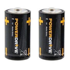 PowerDrive LR14 Alkaline C Battery - 2 per Pack