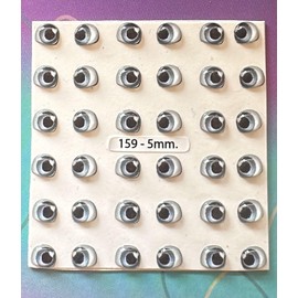 159-5: 36 Pcs (18 Pairs) 3D Resin Wiggle & Googly Eyes 5mm – Gray– Self-Adhesive for DIY Crafts, Clay, Felt, EVA, Polymer Clay, Sculptures, Cold Porcelain, Amigurumi, Scrapbooking & DIY Projects