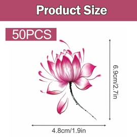 50pcs Pink Rose and Butterfly Temporary Tattoos for Women, Waterproof Fake Tattoo Stickers for Arm, Chest, Back, or Leg with Elegant Floral Designs