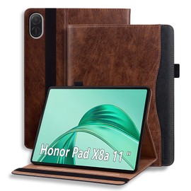 ONETHEFUL Case for Honor Pad X8a 11 inch Tablet 2024 Protective Case PU Leather Protective Flip with Pocket and Pen Loop,Stand Function Smart Cover Brown
