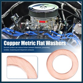 TUCKBOLD 100 Pcs Metric M6 x 10mm x 1mm Copper Flat Washer Sealing Ring for Screw Bolt Nut Automotive Parts