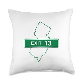 NJ New Jersey Garden State Parkway Apparel New Jersey NJ GSP Garden State Parkway Exit Sign 13 Throw Pillow, 18x18, Multicolor