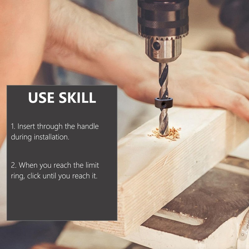 8 PCS Step Drill Bit Depth Stop Collar Ring Positioner