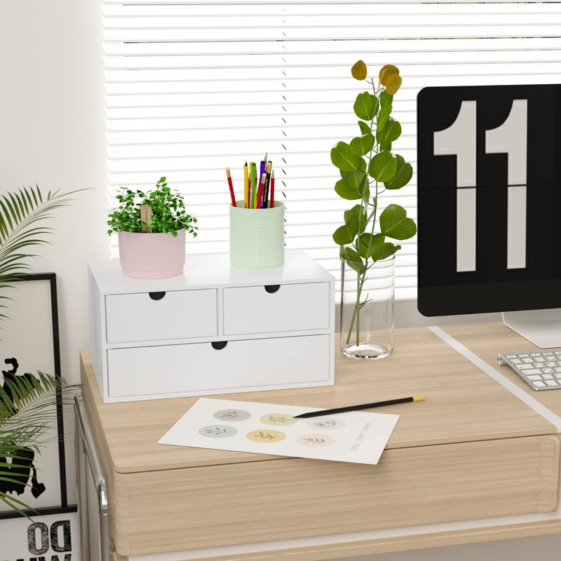 Wisuce Bamboo Desk Drawer Organizer, Mail Organizer Storage for Bills,
