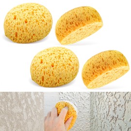 Rokkuon 4Pcs Knockdown Texture Sponges, Sponge for Patch/Repair Ceiling Drywall Wall, DIY Painting Ceiling Wall Texture, Round Sponge, Clay sponges for Pottery, Texture Sponges