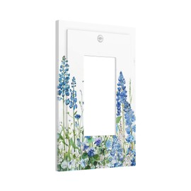 Blue Watercolor Flower Plant Wildflower Floral Decorative Outlet Covers 1 Gang Single Rocker Light Switch Cover Plate Wall Plates GFCI Faceplate for Bedroom Living Room Decor