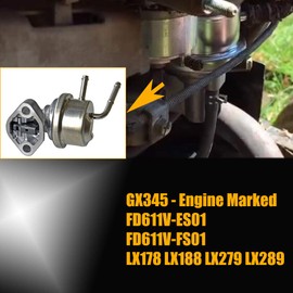 Fuel Pump Compatible with John Deere GX345 LX178 LX188 LX279 LX289, Part# AM132715, FD501V-AS02, 99916-2164 AKWH