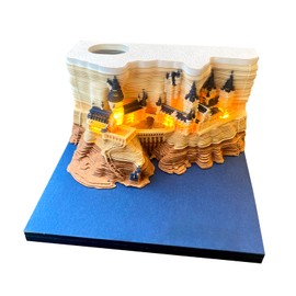 3D memo Pads Paper Art with Light, Castle Stick Notes Convenience Stickers Papers Card Craft, Original DIY Artsy Pads Post Notes Notepad