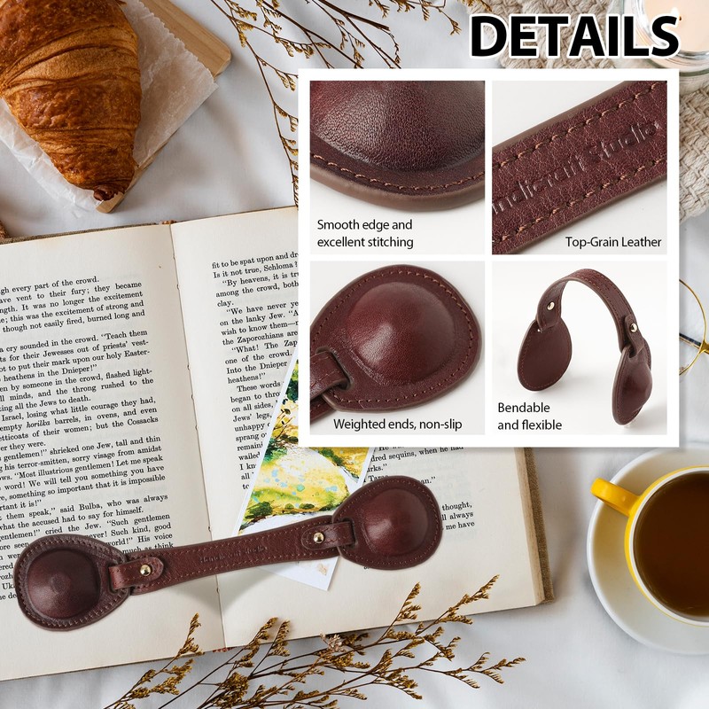 VANTOO Leather Weighted Book Page Holder for Women Men, Book