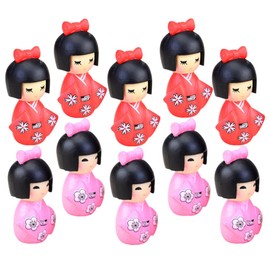 Didiseaon 10 Pieces Mini Geisha Kimono Doll Miniature Asian Kimono Doll Ornaments Oriental Doll Figurine Cupcake Topper for Wedding Dollhouse Decor