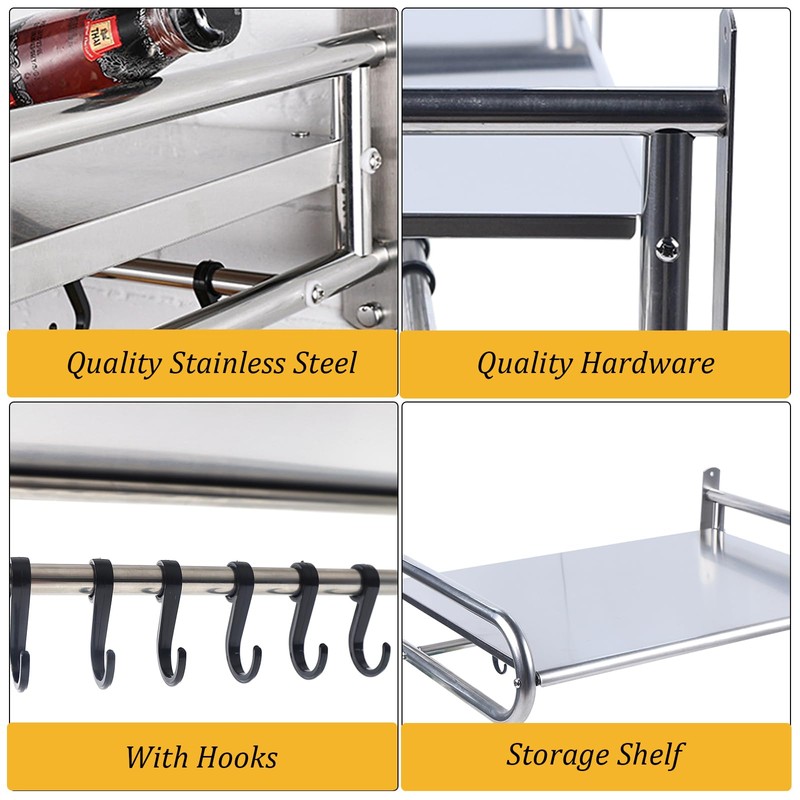 ILWorkTLs Wall Mounted Microwave Oven Rack,Stainless Steel Kitchen Shelf with