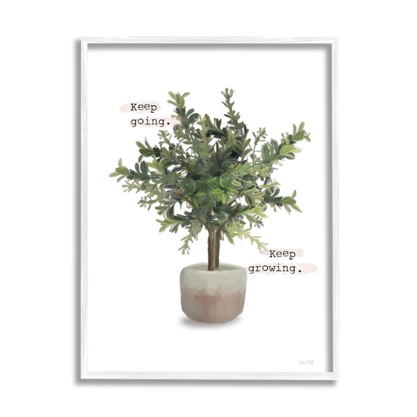 Stupell Industries Keep Going & Growing Potted Plant Framed Giclee