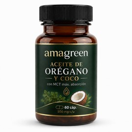 Amagreen Aceite Oregano y Coco - 60 Softgels, Oregano Oil with Coconut MCT Oil, Daily Dietary Supplement for Immune & Digestive Wellness, Non-GMO, Gluten-Free