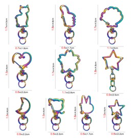 TOCCOOL Colorful Zinc Alloy Key Chain Clip Lightweight Key Ring Snap Design Key Chain Creative Multi Shape Key Ring Spring Snap Design DIY Accessories (Colorful, Pack of 10)