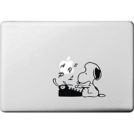 Vati Leaves Removable Creative Cool Snoopy Typing Decal Sticker Skin Art Black for Apple Macbook Pro Air Mac 13" 15" inch/Unibody 13" 15"Inch Laptop