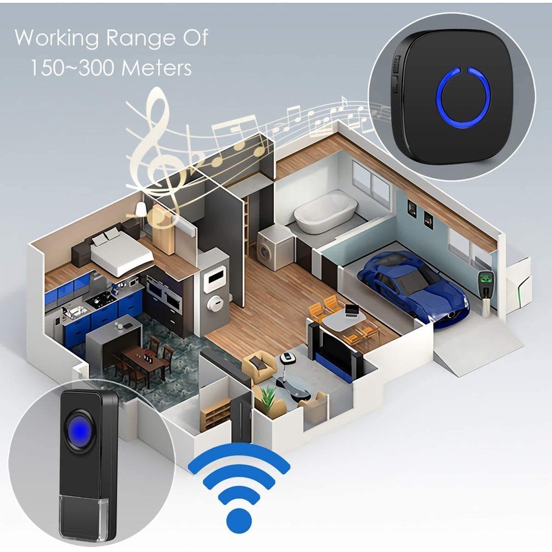 Doorbell Wireless Chime Kit with 2 Door Bells and 2