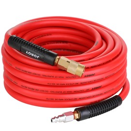 JOROY Hybrid Air Hose, 3/8-Inch by 50 Feet Air compressor Hose,Heavy Duty, Lightweight, Kink Resistant, All-Weather Flexibility with 1/4-Inch Brass Air Coupler and Plug, 300 PSI