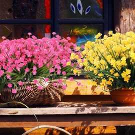 URSTOUD 20PCS Artificial Flowers,Fake Greenery Faux Plastic Bushes Fake Shrubs UV Resistant No Fade Faux Plastic Flowers for Wedding Hanging Bouquet Indoor Outdoor Home Garden Office Table Vase(Pink)