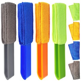 4 Pack Microfiber Blinds Duster, 4 Removable and Washable Sleeves, Cleaner for Window Blinds, Air Conditioner Vents, Fans, Car Vents