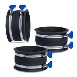 POWERTEC 70369-P3 4 Inch Dust Control Flex Cuff with Adjustable Key Hose Clamps, Hose Connector Rubber Cuff Coupler for Woodworking Dust Collection Fittings, Dust Collector Accessories & Machinery,3pk