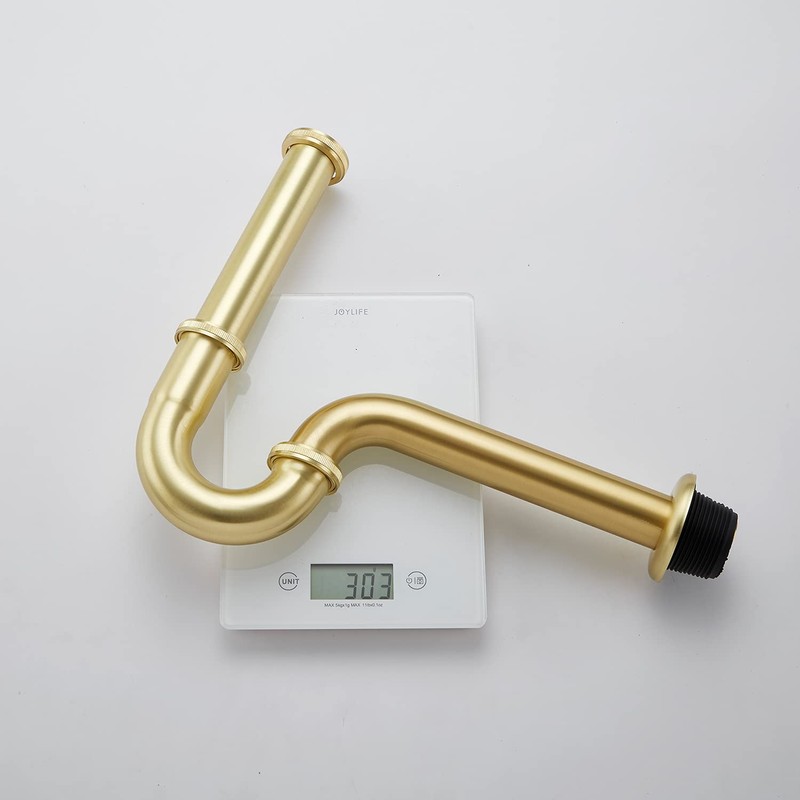 GORDEE Bathroom Basin Sink Bottle P Trap, Brass U-Shape 1-1/4