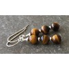 Tiger's Eye Gemstone & Sterling Silver Hook Drop Earrings with